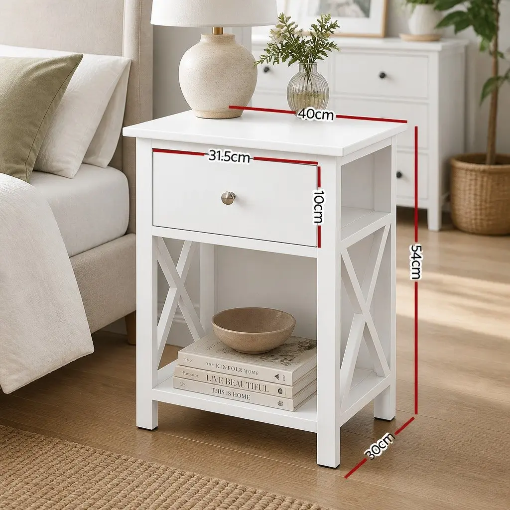 White Nightstand with Storage