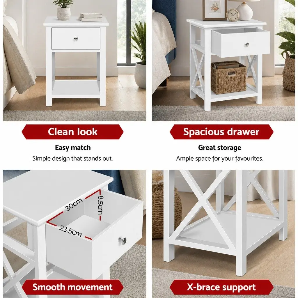 White Nightstand with Storage
