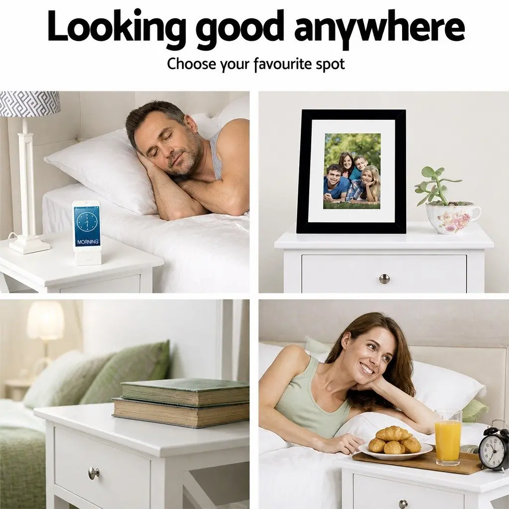 White Nightstand with Storage