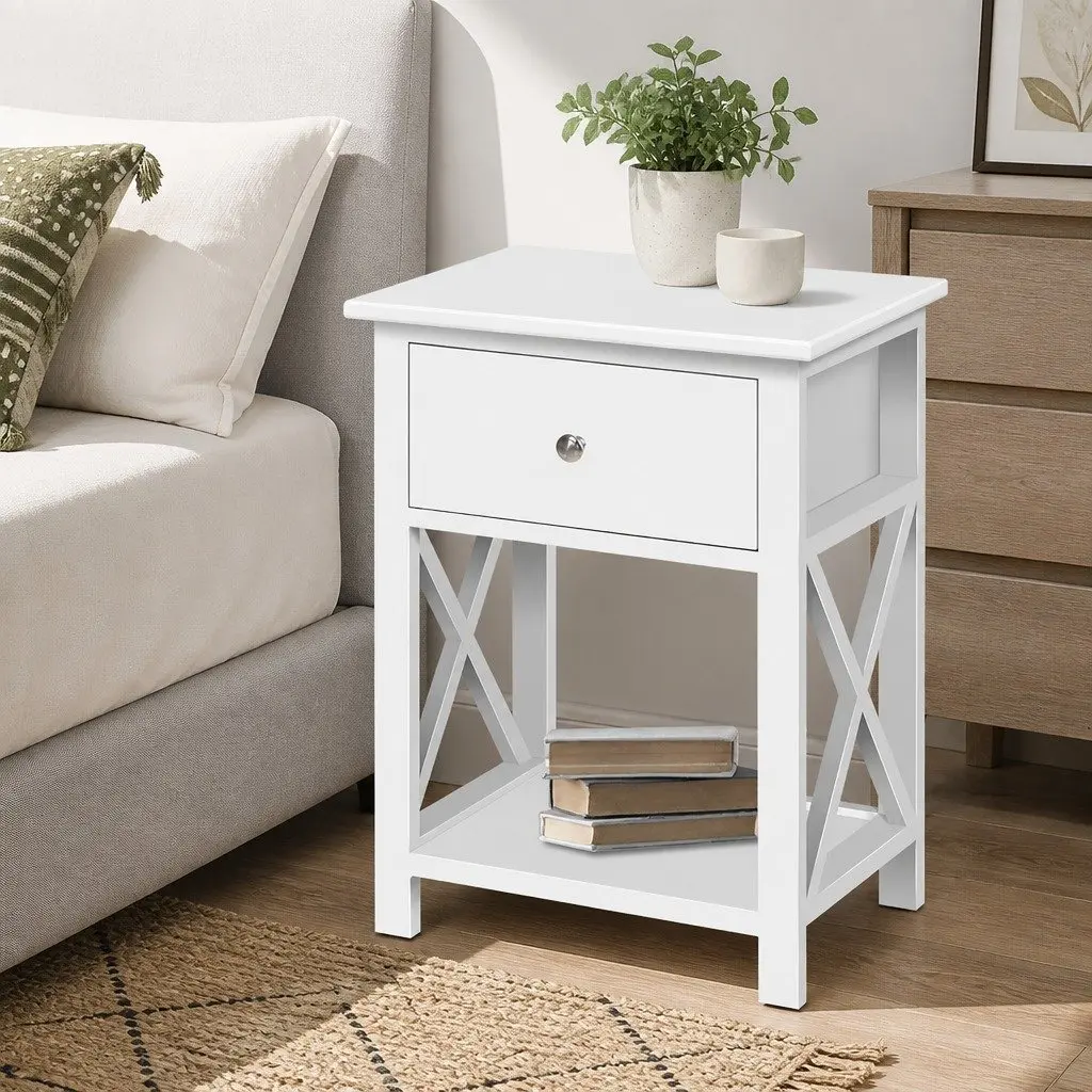 White Nightstand with Storage