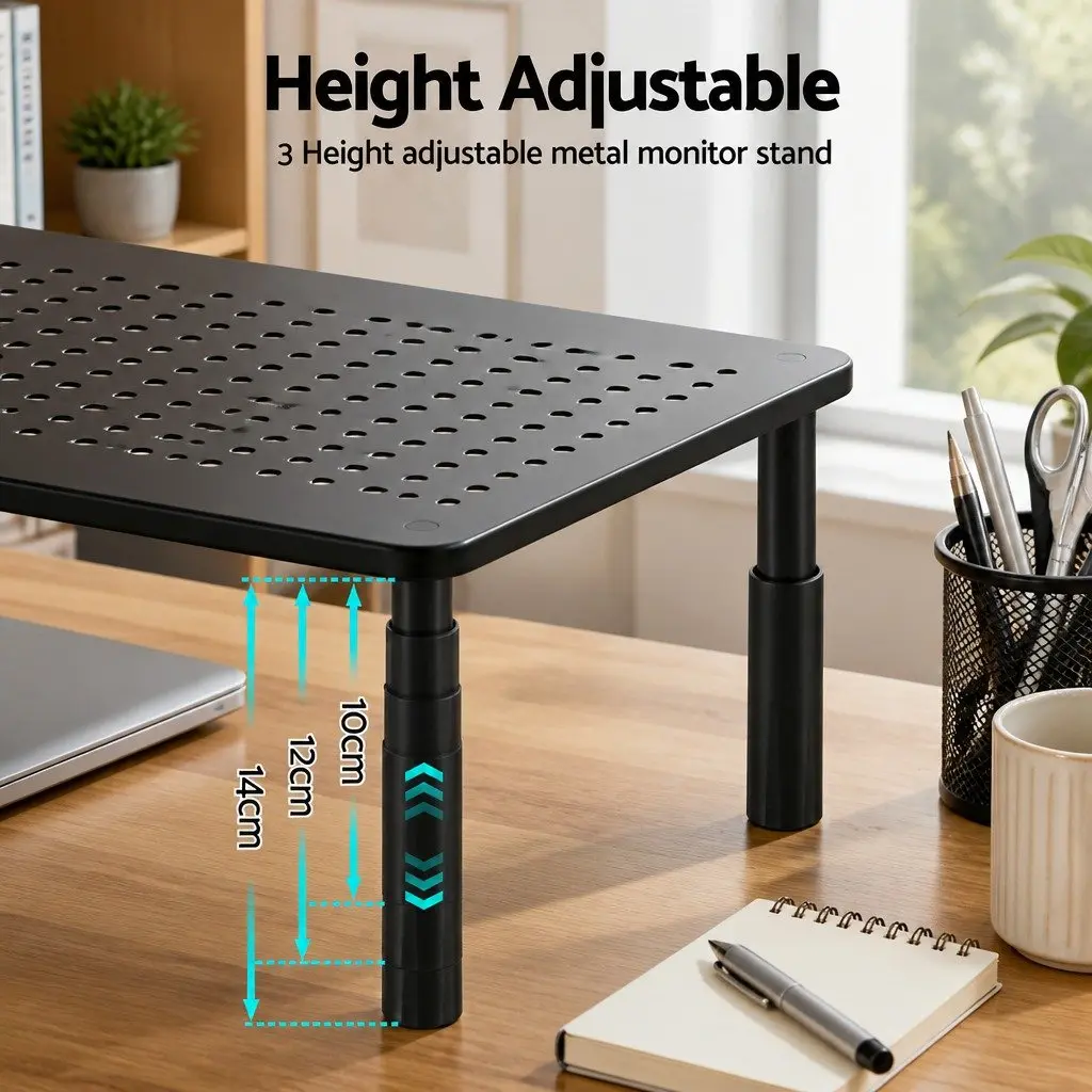 Monitor Stand Adjustable Riser Computer Laptop Display Desk Organizer 3 Height