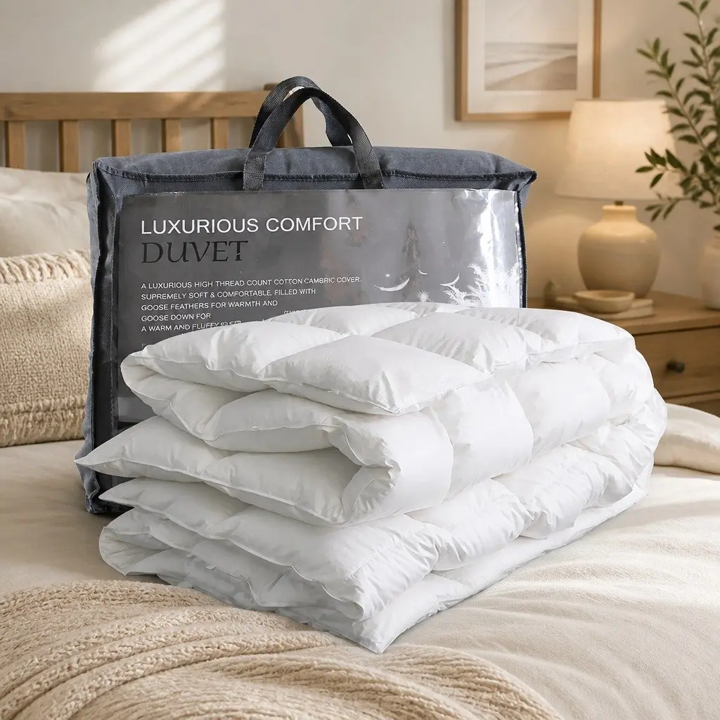 Goose Down Feather Quilt Double 500GSM All Season Lightweight Breathable Doona