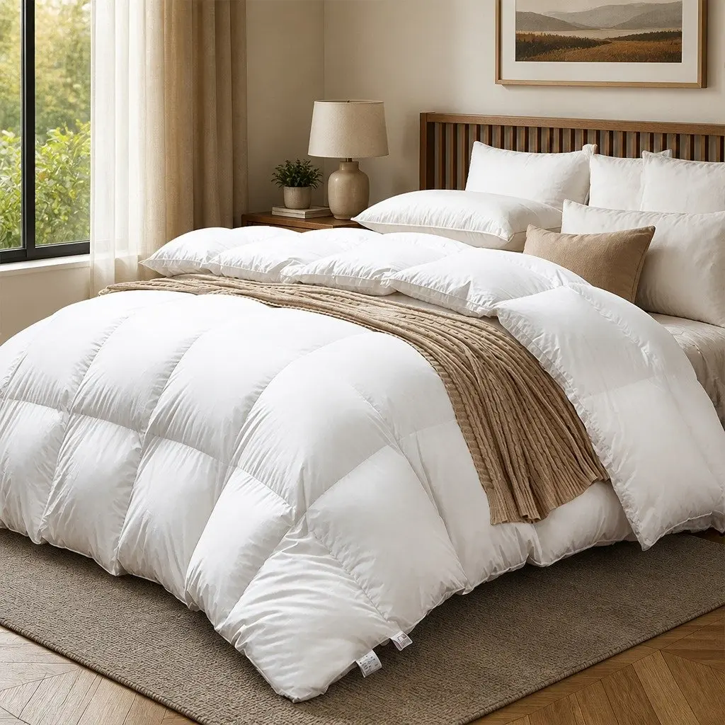 Goose Down Feather Quilt Double 500GSM All Season Lightweight Breathable Doona