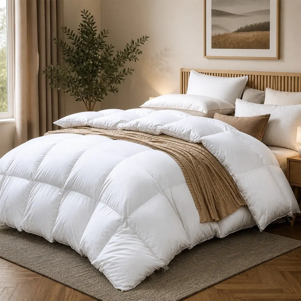 Goose Down Quilt All Season King Single 500GSM Lightweight Breathable Cotton Cover