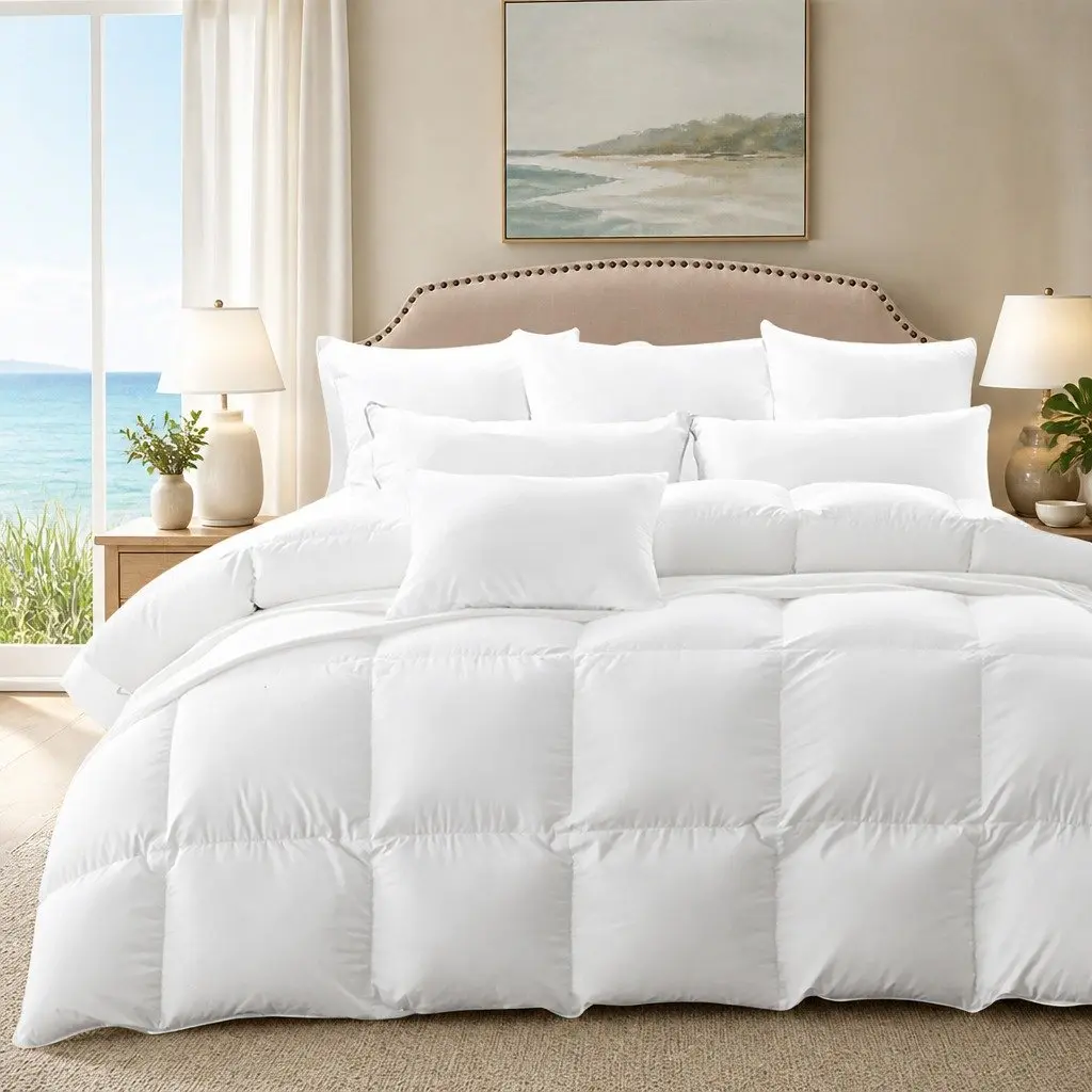 Goose Down Quilt All Season King Single 500GSM Lightweight Breathable Cotton Cover