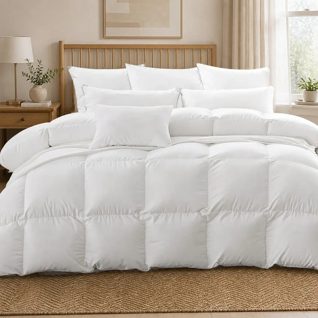 Queen Goose Down Feather Quilt 700GSM All Season Warm Doona Bedding