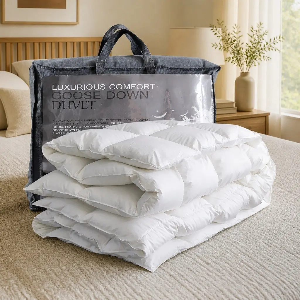 Queen Goose Down Feather Quilt 700GSM All Season Warm Doona Bedding