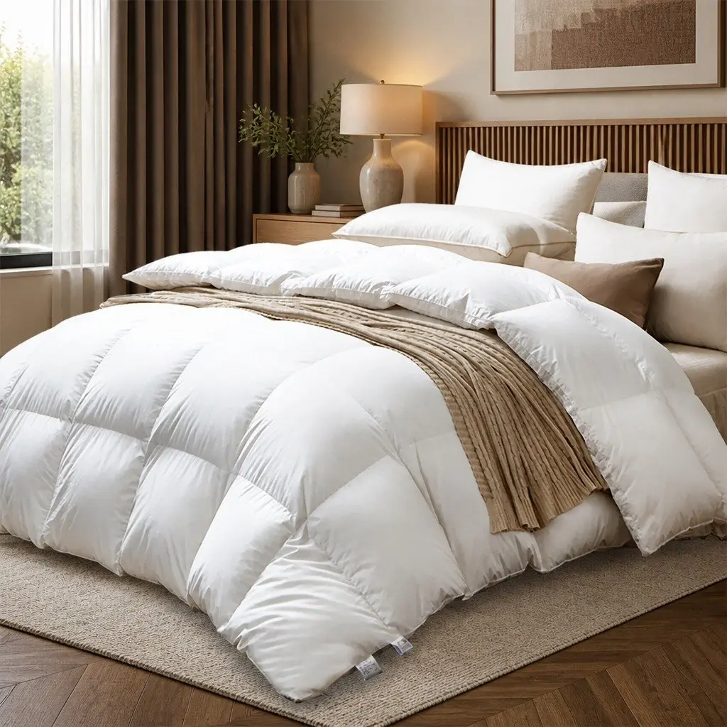 Queen Goose Down Feather Quilt 700GSM All Season Warm Doona Bedding