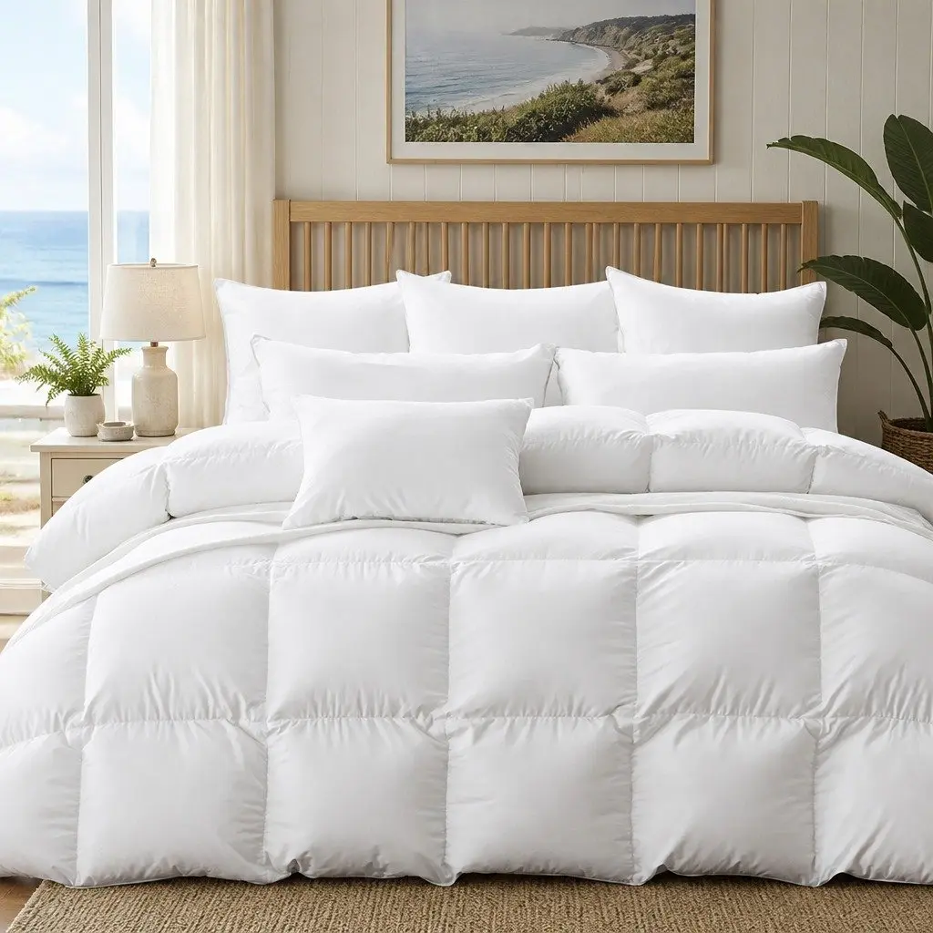 Queen Goose Down Feather Quilt 700GSM All Season Warm Doona Bedding