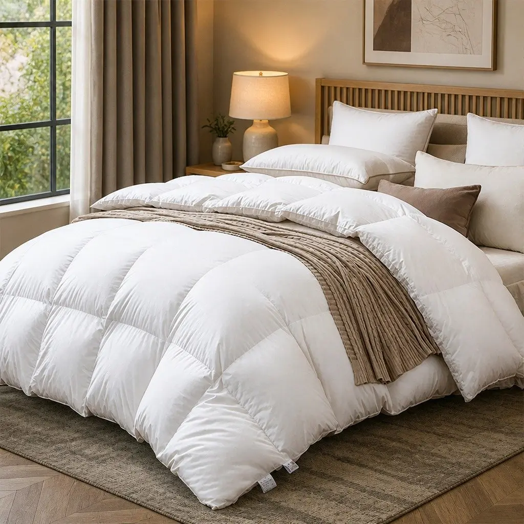Goose Down Feather Single Quilt 700GSM All Season Warm Doona Lightweight