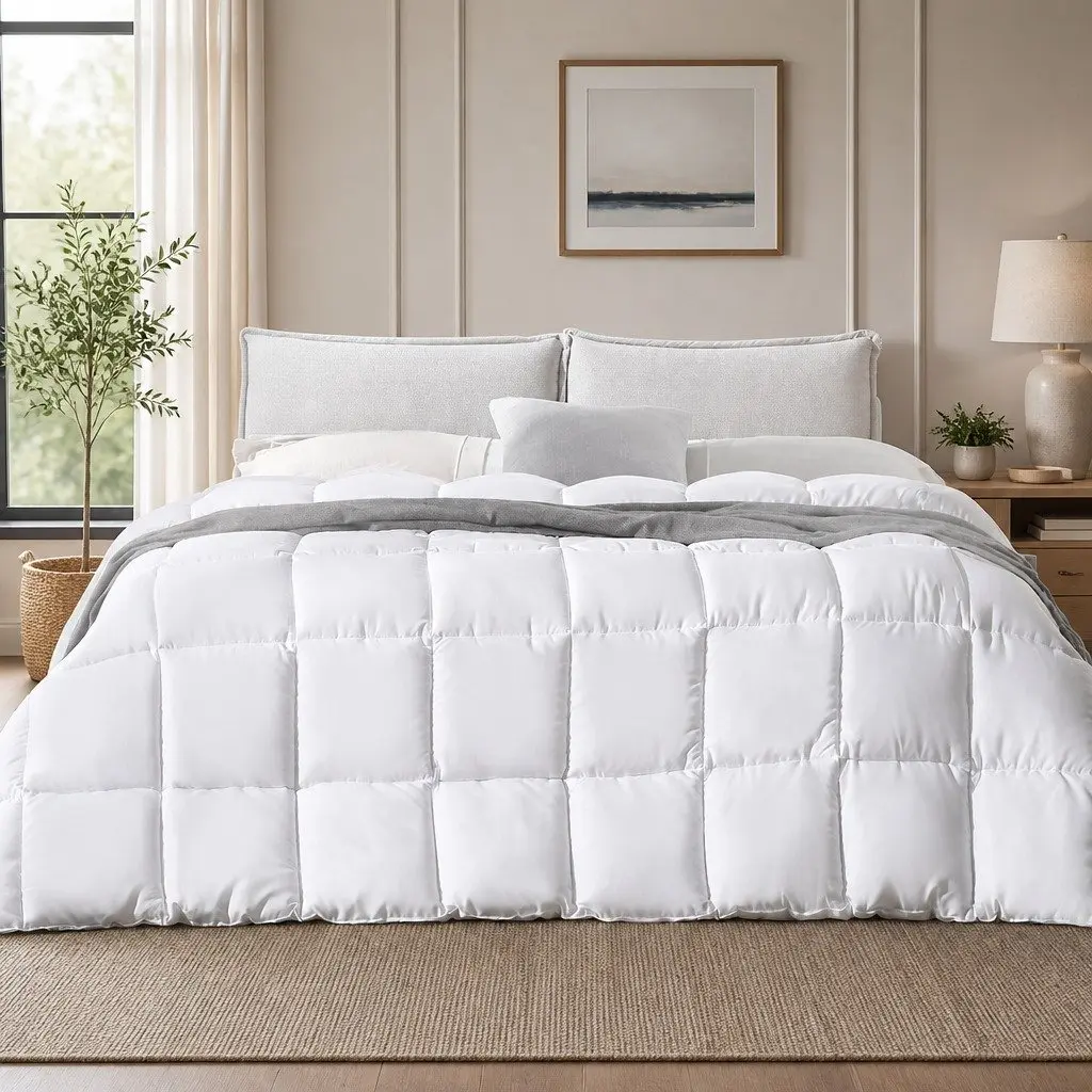Bamboo Quilt King Single 200GSM All Season Bedding Soft Breathable Baffle Box