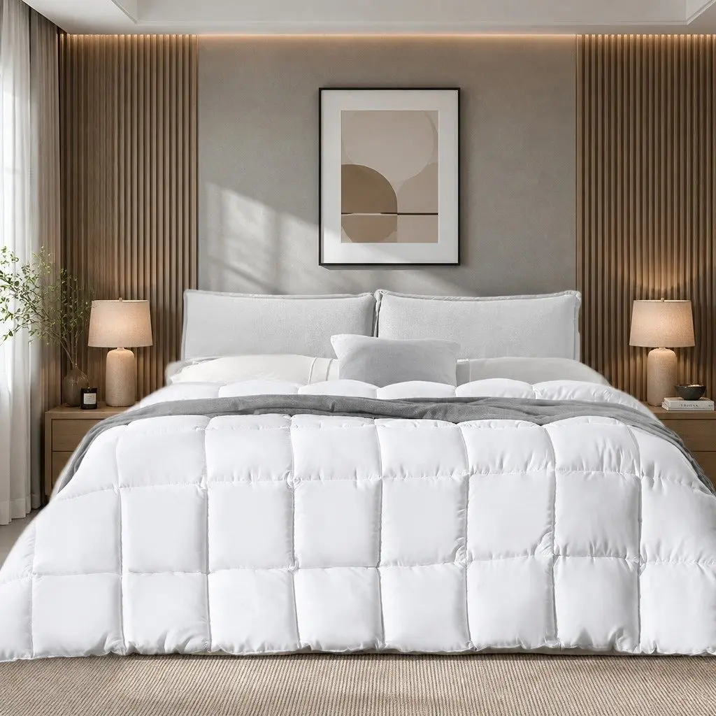 Bamboo Quilt King Single 200GSM All Season Bedding Soft Breathable Baffle Box