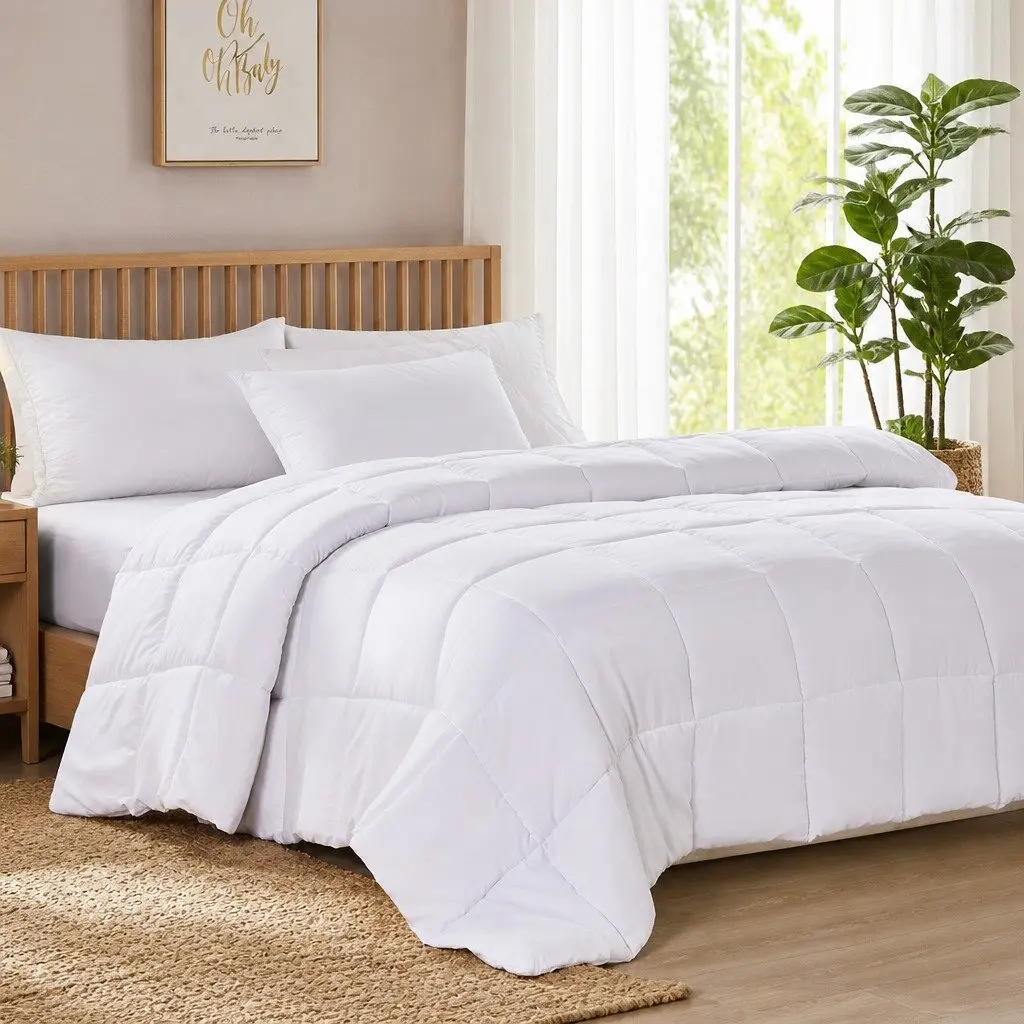 Bamboo Quilt 400GSM King Single All Season Winter Bedding Hypoallergenic Baffle