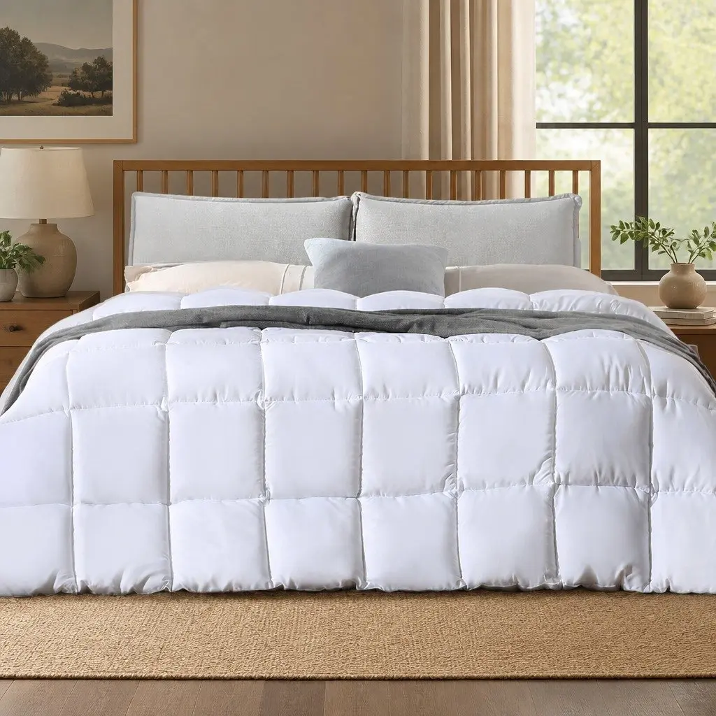 Bamboo Quilt 400GSM King Single All Season Winter Bedding Hypoallergenic Baffle