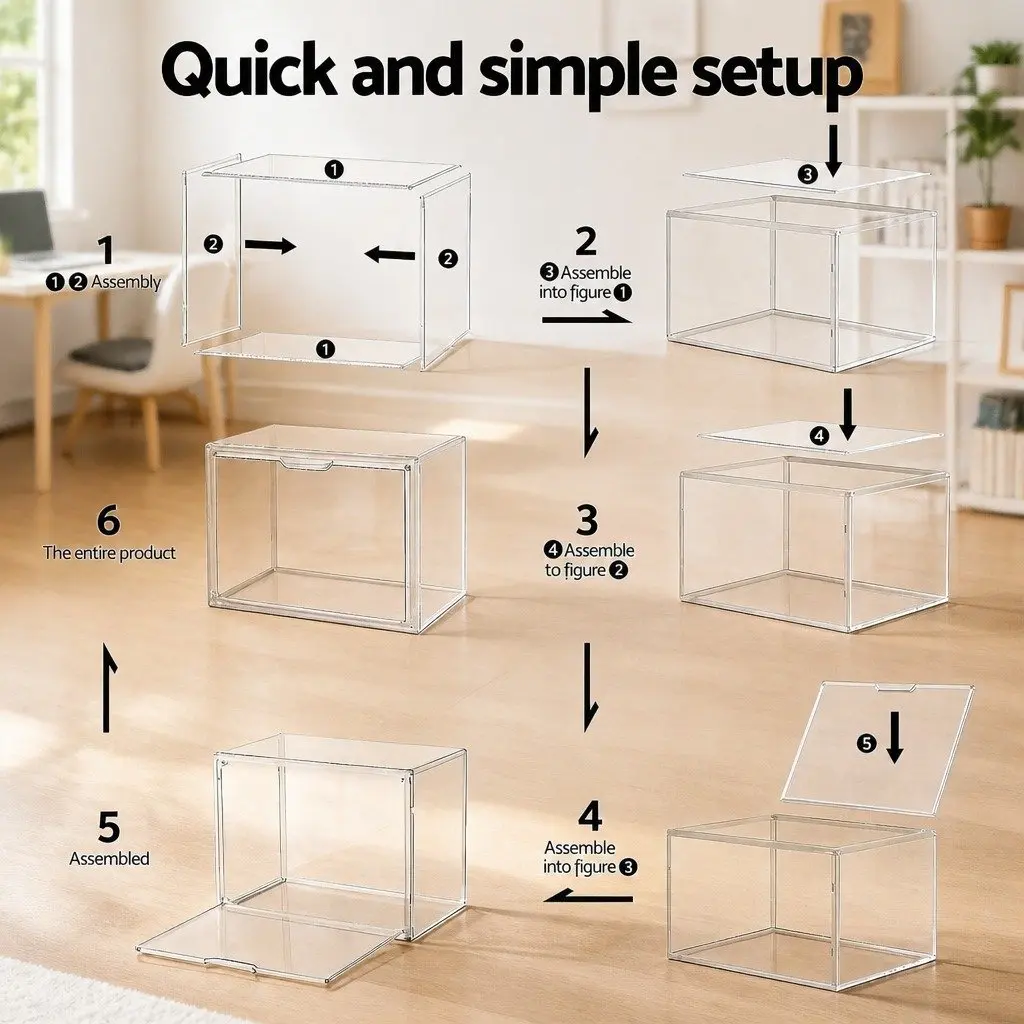Acrylic Display Case for Toys and Collectibles 2 Pack Stackable Storage Box