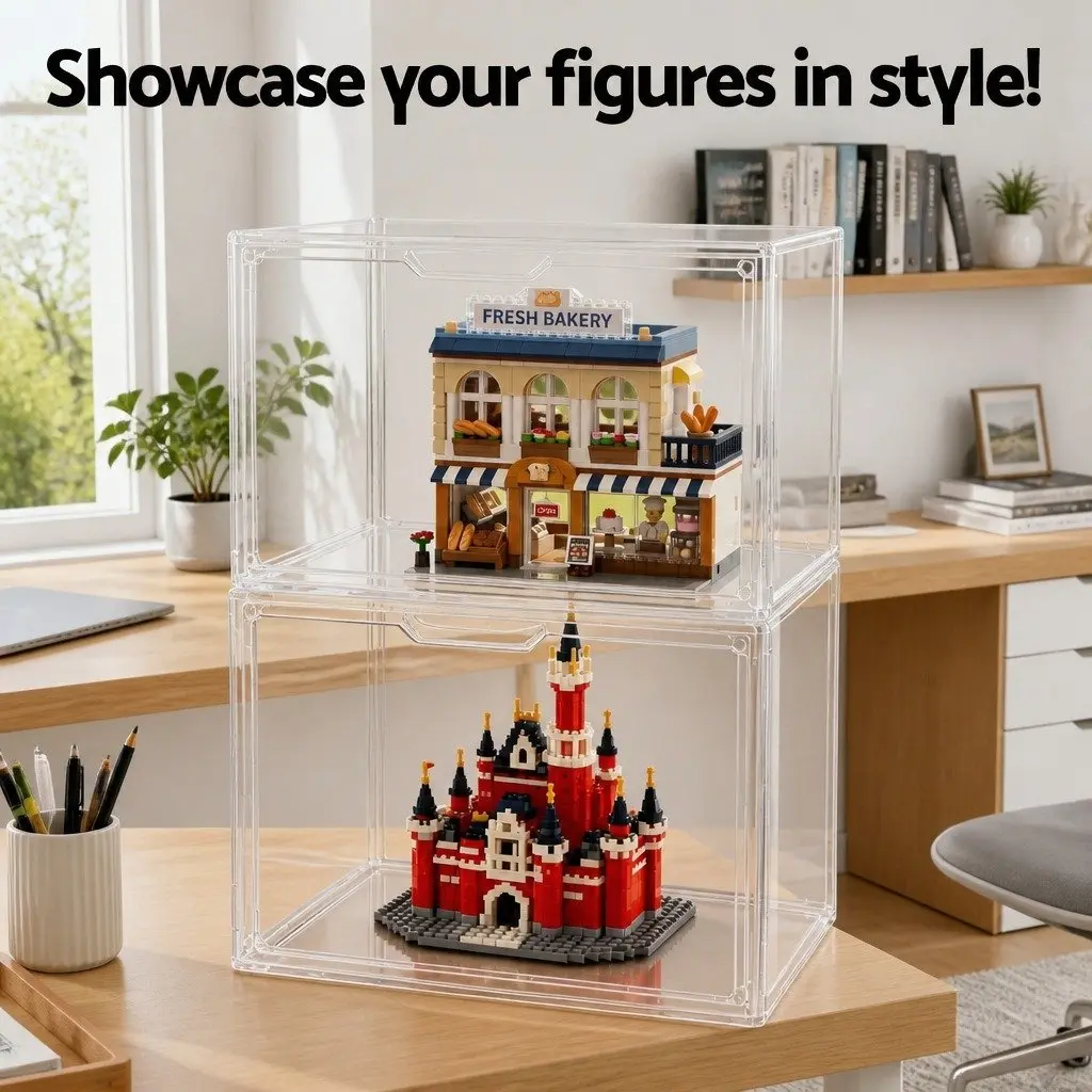 Acrylic Display Case for Toys and Collectibles 2 Pack Stackable Storage Box