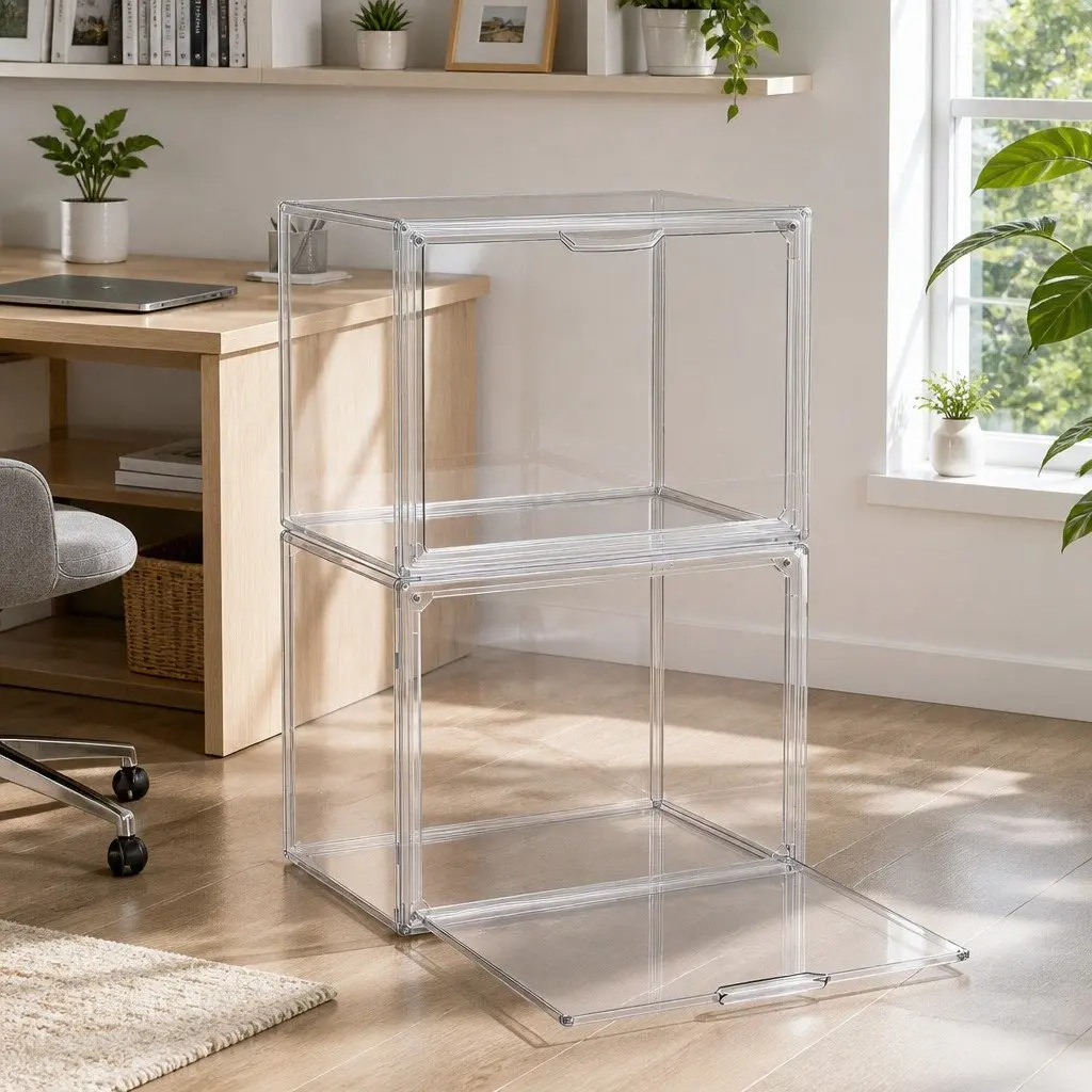 Acrylic Display Case for Toys and Collectibles 2 Pack Stackable Storage Box