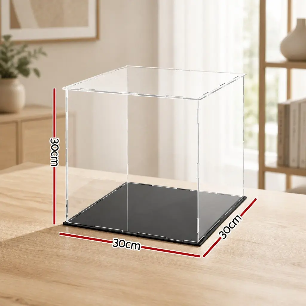 Acrylic Display Case for Collectibles 30x30x30cm Dustproof Protection Box