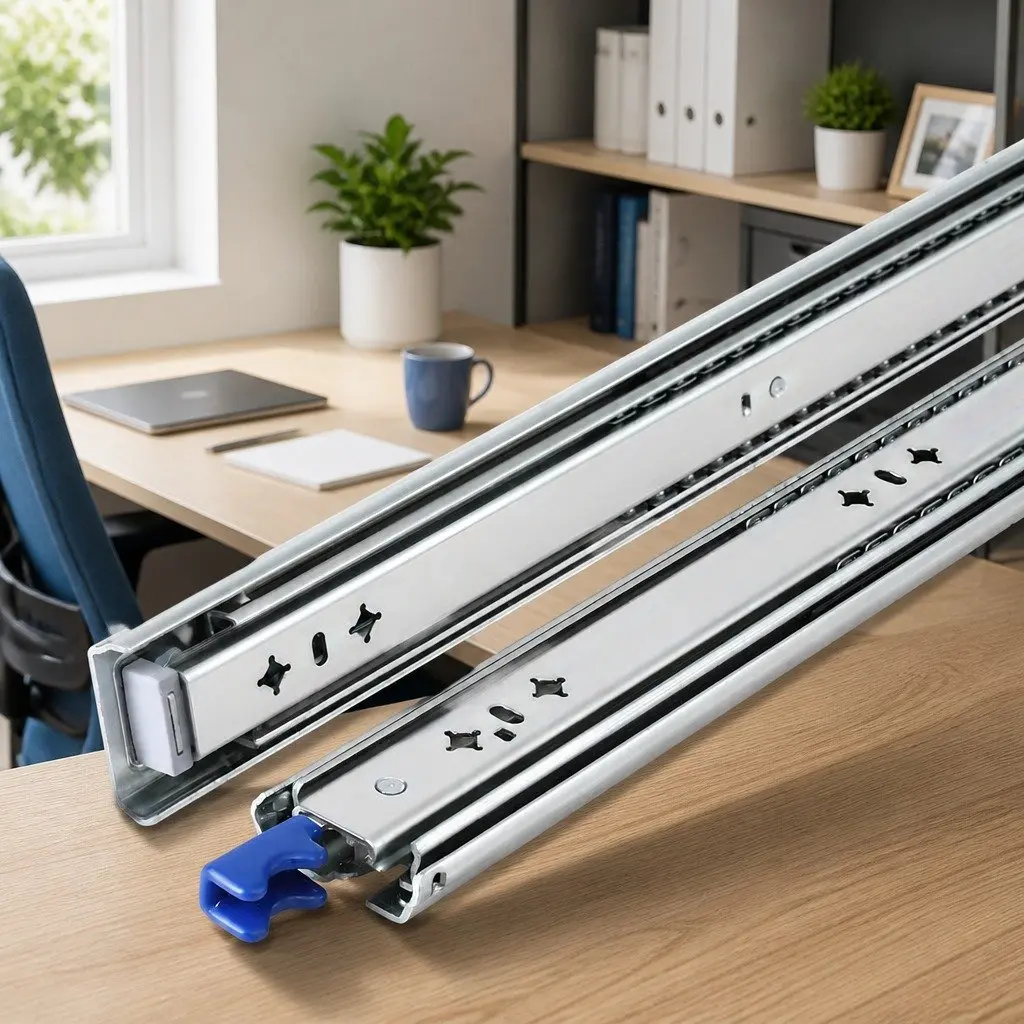 Heavy Duty Drawer Slides Full Extension Locking 750mm to 1500mm Silver 115kg Capacity