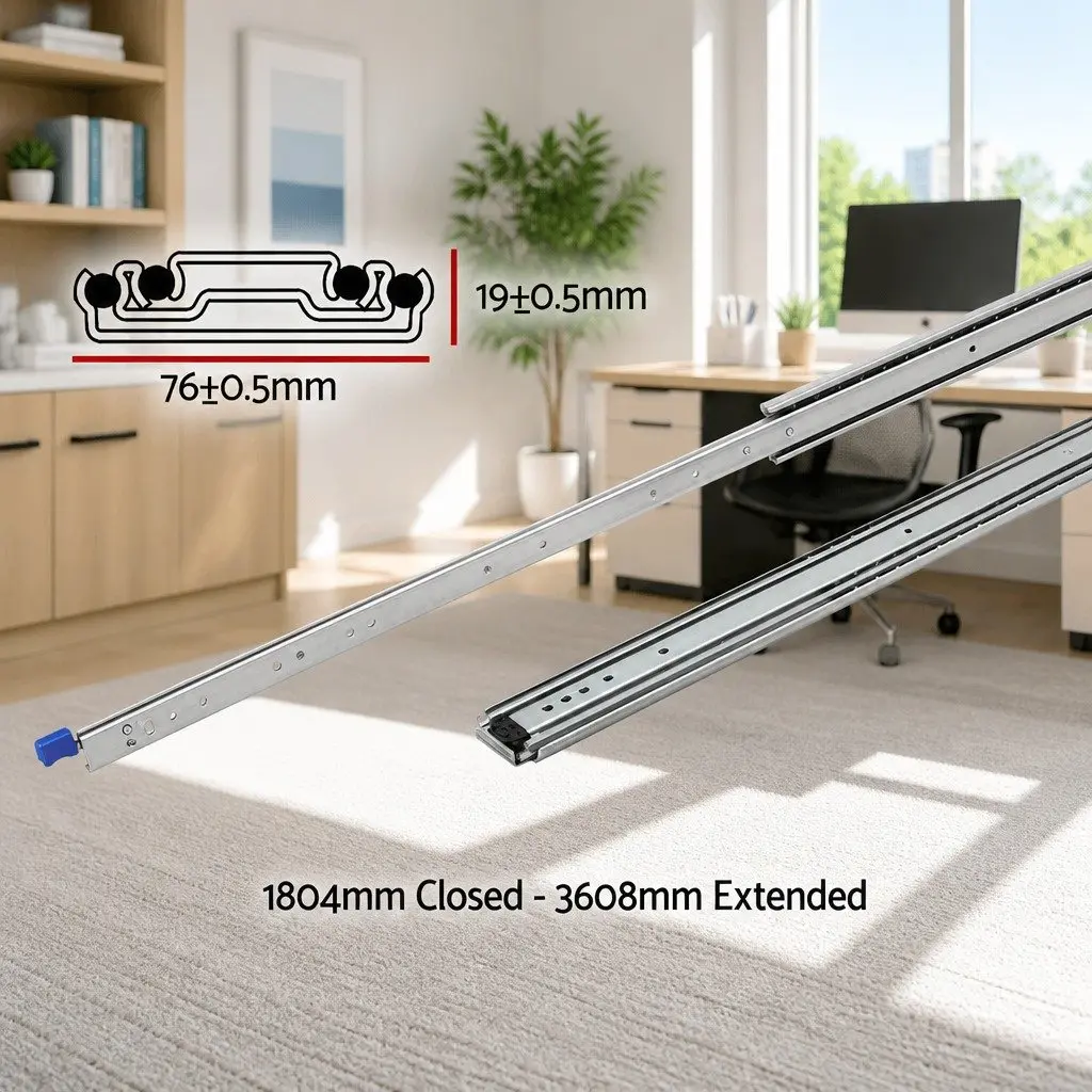 Heavy Duty Drawer Slides Kitchen Bathroom 1804mm to 3608mm