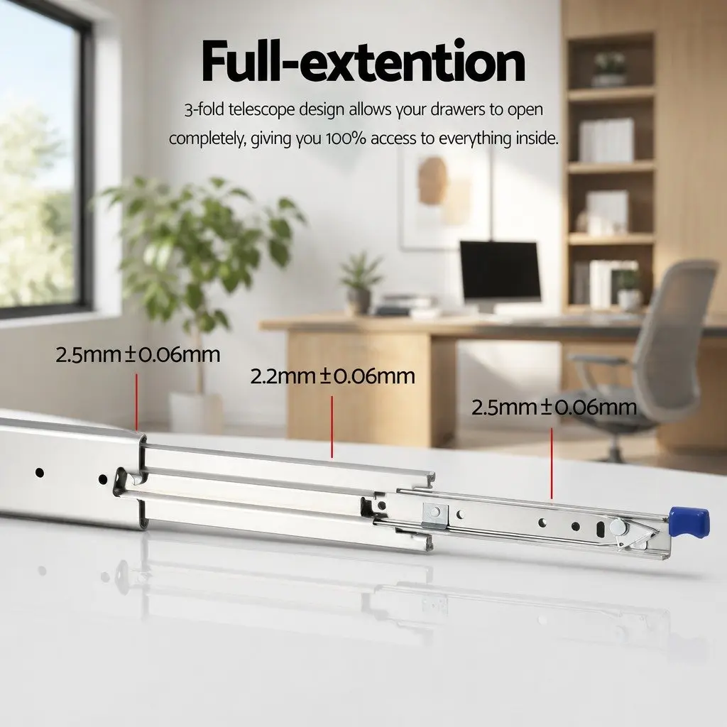 Heavy Duty Drawer Slides Kitchen Bathroom 1804mm to 3608mm