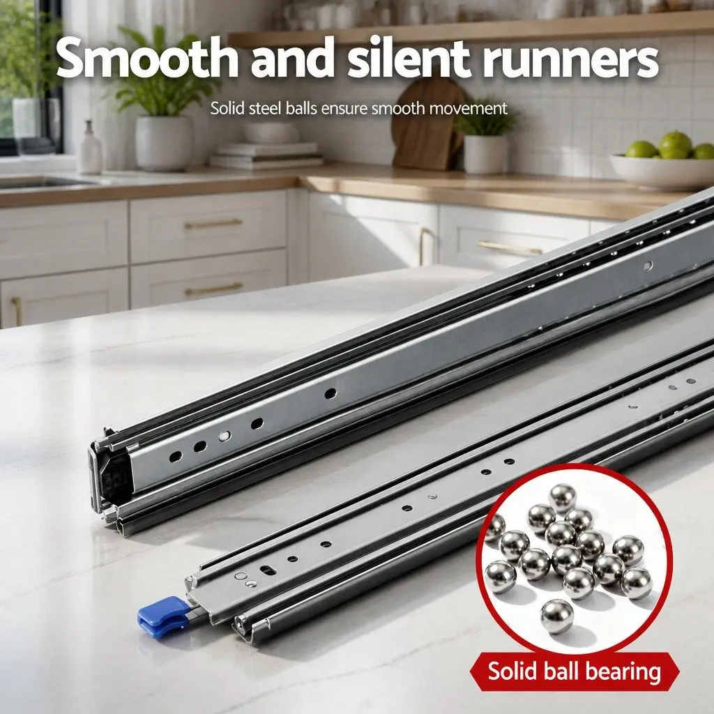 Full Extension Locking Drawer Slides, 914-1829mm Range