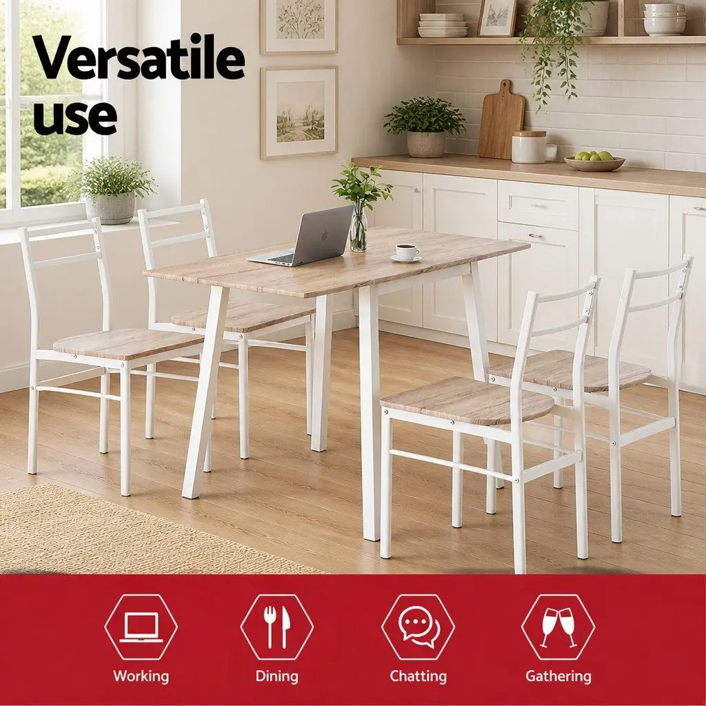 Dining Table and Chairs Set 5pcs Foldable Kitchen Furniture Space-Saving Compact