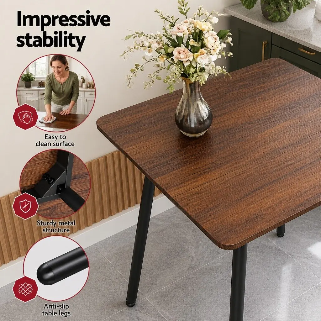 Dining Table and Chairs Set of 4 with Bench Kitchen Furniture Rustic Brown Black