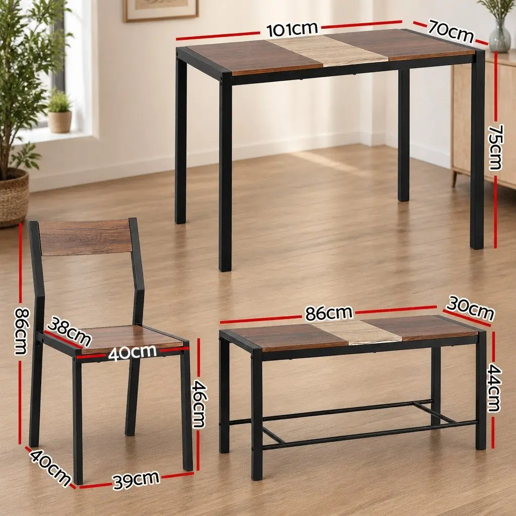 Dining Table and Chairs Set of 4 with Bench Kitchen Furniture Space-Saving