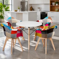 Dining Table Set: 100cm Round with 4 Chairs Included
