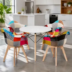 Dining Table Set: 100cm Round with 4 Chairs Included