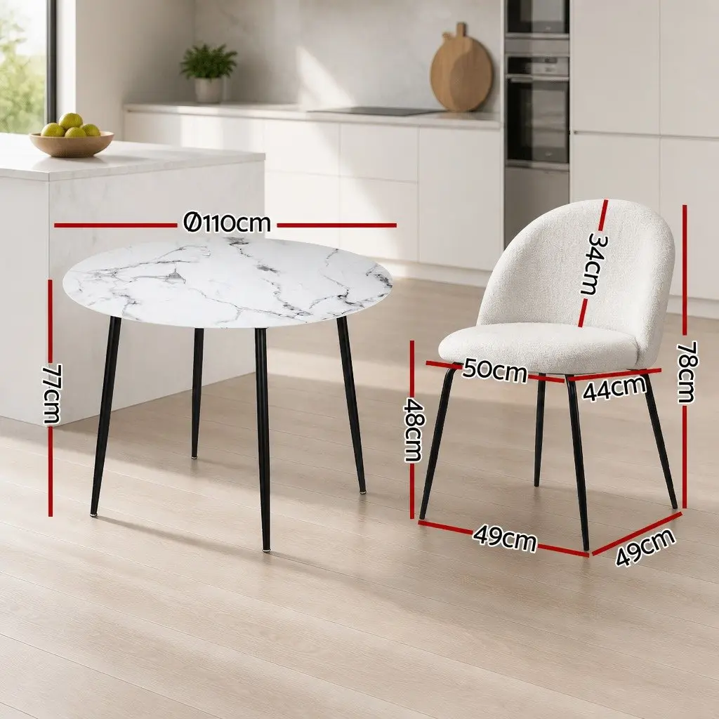 Round Marble Dining Table and 4 Chairs