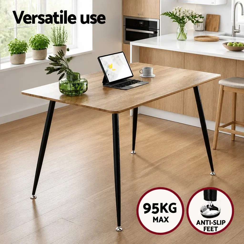 Dining Table and 4 Chairs Set Rectangle Industrial Style Metal Legs Kitchen