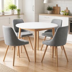 Complete Round Dining Set: Table and 4 Chairs Details