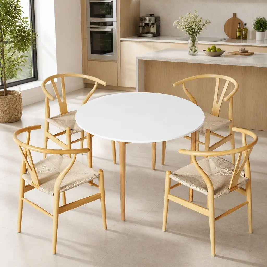 Round Dining Table with 4 Matching Chairs