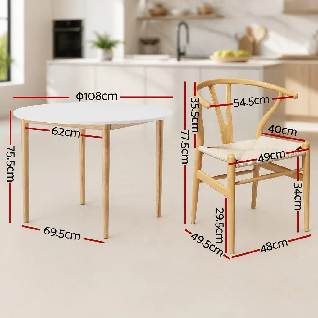Round Dining Table with 4 Matching Chairs