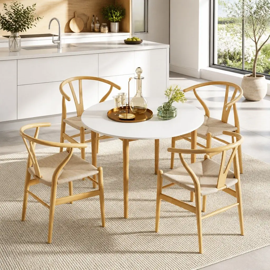 Round Dining Table with 4 Matching Chairs