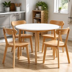 Round Dining Table and Chair Set - 5 Pieces, 108cm