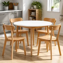 Round Dining Table and Chair Set - 5 Pieces, 108cm