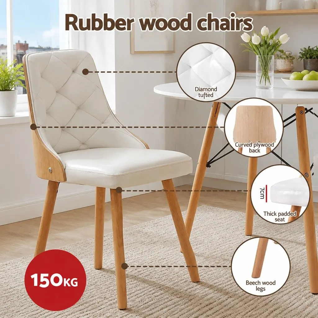 Dining Table and Chairs Set 2 Seater 90cm Round Kitchen Dining Room White