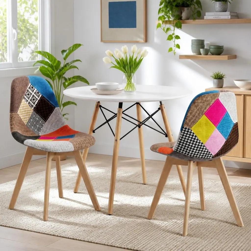 3PCS Dining Set with Round Table and Chairs