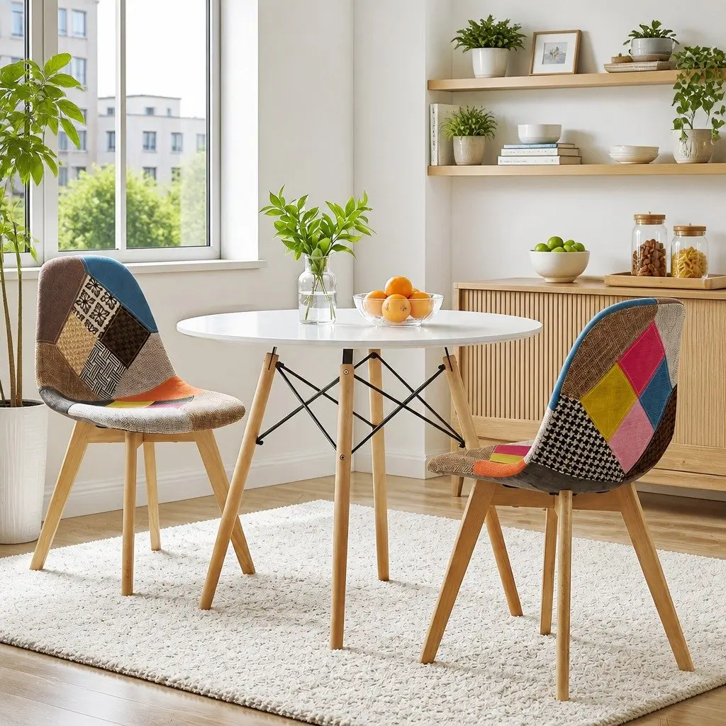 3PCS Dining Set with Round Table and Chairs
