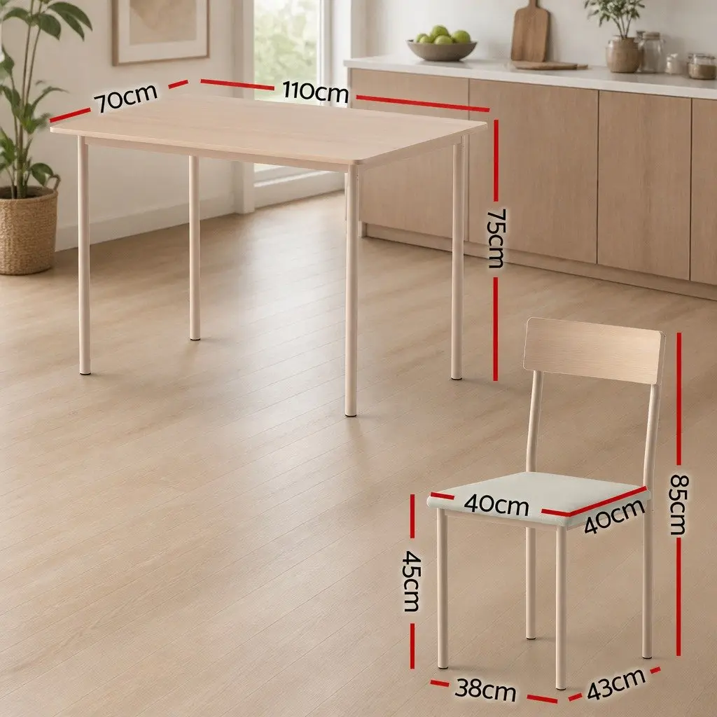 5-Piece Dining Set Compact Kitchen Table and Chairs Beige Natural Wood