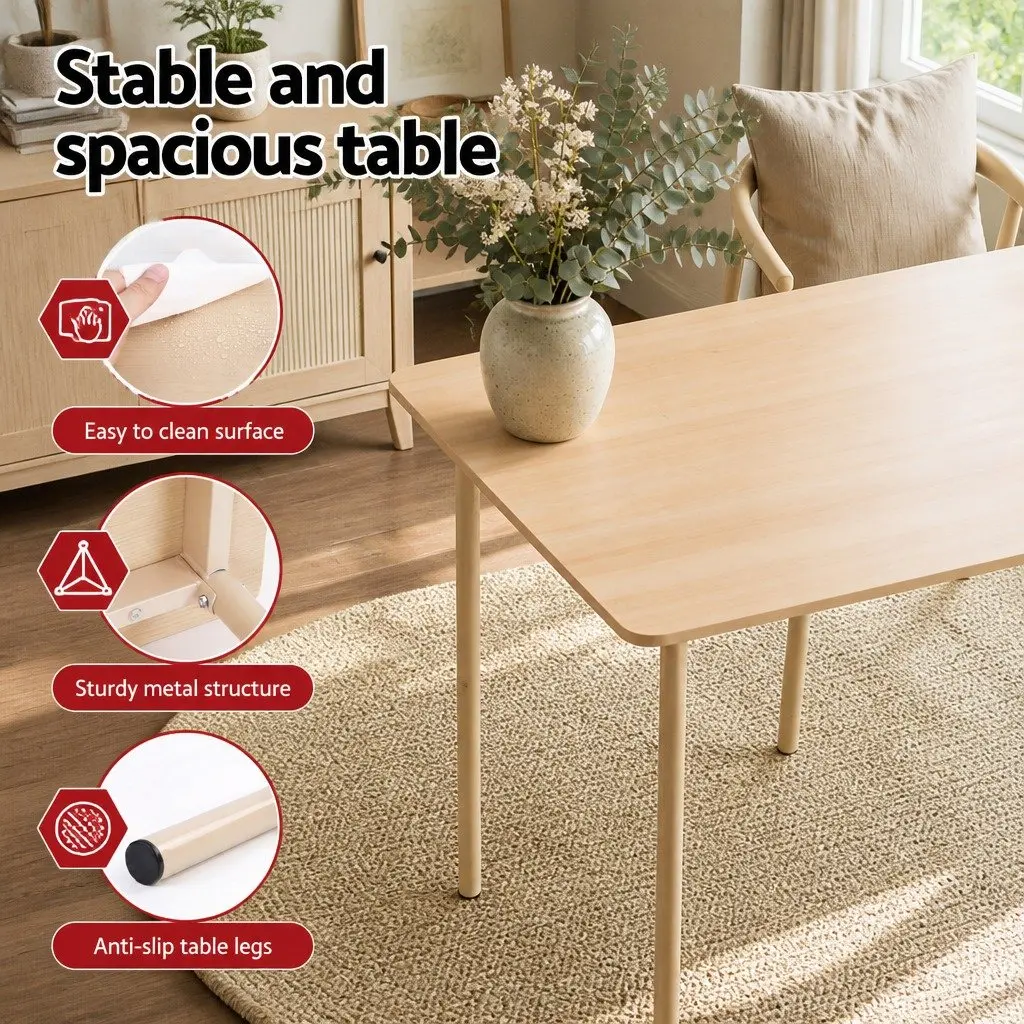 5-Piece Dining Set Compact Kitchen Table and Chairs Beige Natural Wood