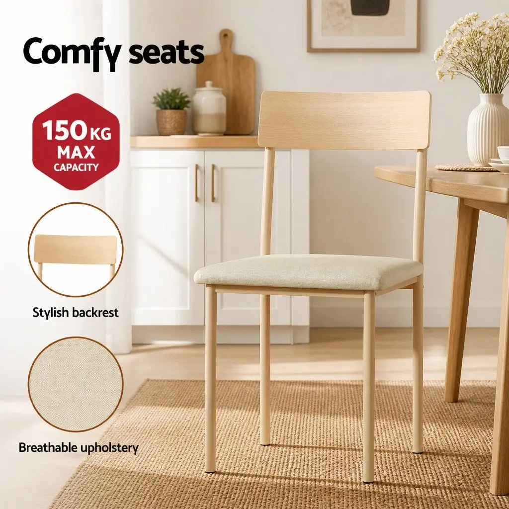 5-Piece Dining Set Compact Kitchen Table and Chairs Beige Natural Wood