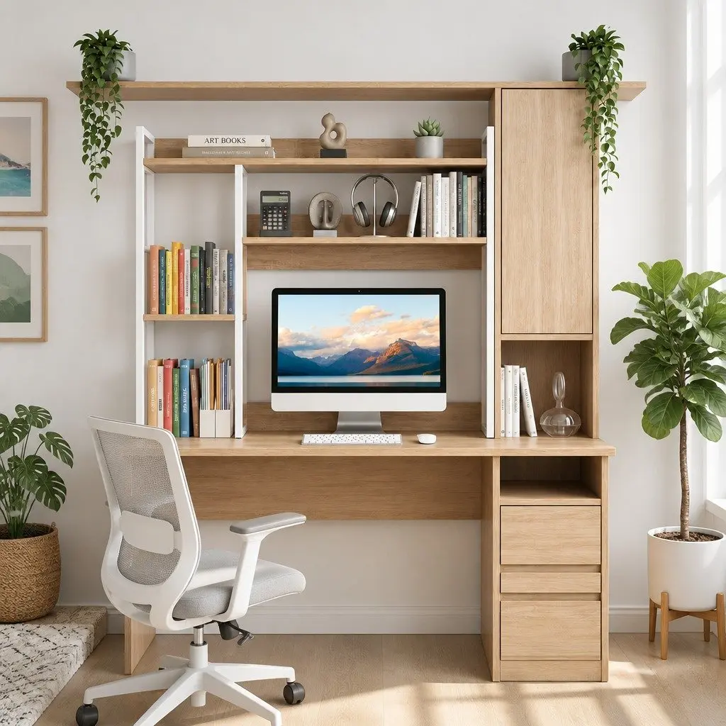 2-Tier Desk Organizer Shelf for Home Office 100cm Width 24cm Depth