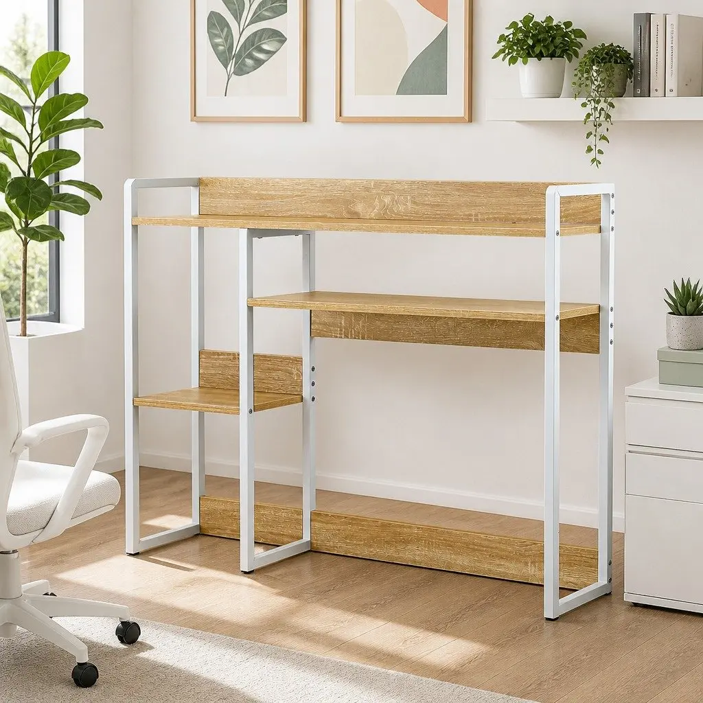 2-Tier Desk Organizer Shelf for Home Office 100cm Width 24cm Depth