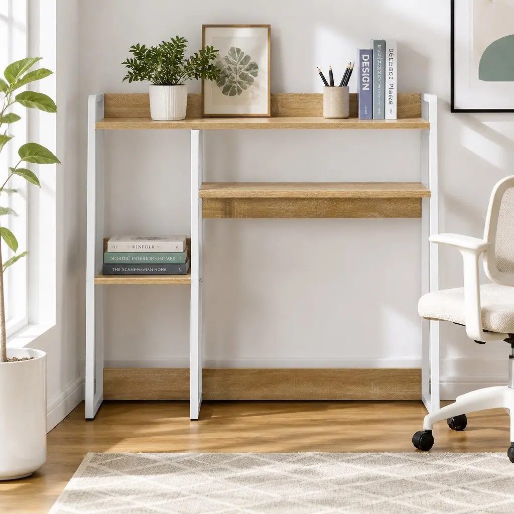 2-Tier Desk Organizer Shelf for Home Office 100cm Width 24cm Depth