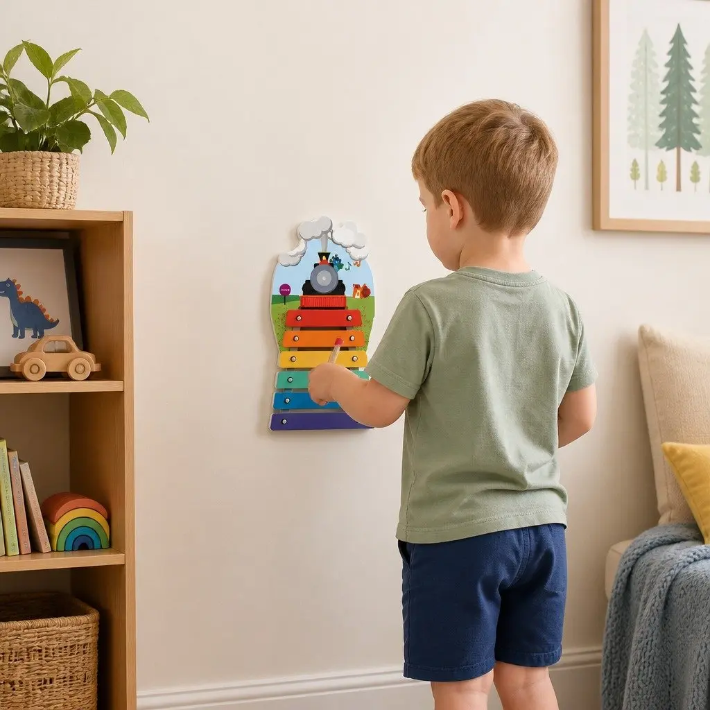 Wall-Mounted Musical Toy Rail Track Xylophone for Toddlers 6.5 Inch
