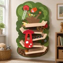 Wooden Ramp Toy with Rolling Ball Track Activity Play for Toddlers Kids Age 2+